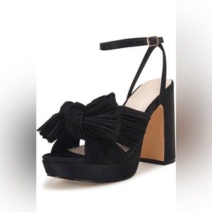 Women's Pleated Bow Knot Platform Heeled Sandals